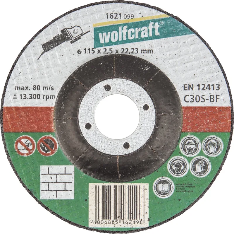 Doorslijpschijf voor Steen - 115mm - 1 Stuk - haaks gebogen - 1621099 fra Wolfcraft – produktbillede