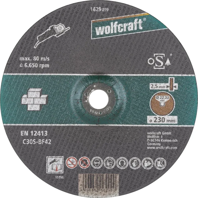 Doorslijpschijf voor steen, haaks gebogen - 1629099 by Wolfcraft – product image