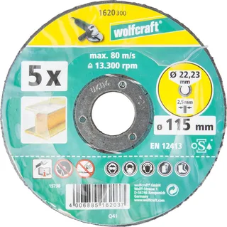 Wolfcraft 1620300 Disque à tronçonner à moyeu déporté 115 mm 5 pc(s) métal de Wolfcraft – image du produit 1 sur 2