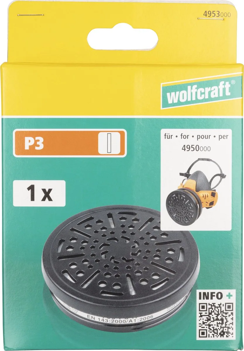 Halfgelaatsmasker verwisselbaar luchtfilter P3 - Filter - Gasmasker - 4953000 de Wolfcraft – image du produit