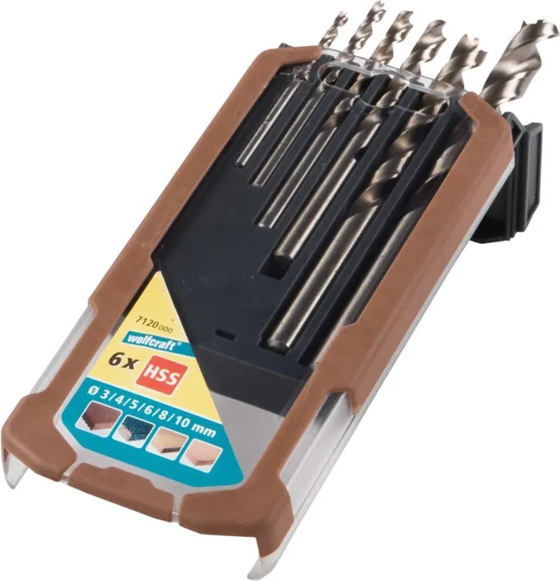 Houtboor Set - 6 Delig - 3 tot 10mm - Houtspiraalboorset HSS - Houtboor - 7120000 von Wolfcraft – Produktbild