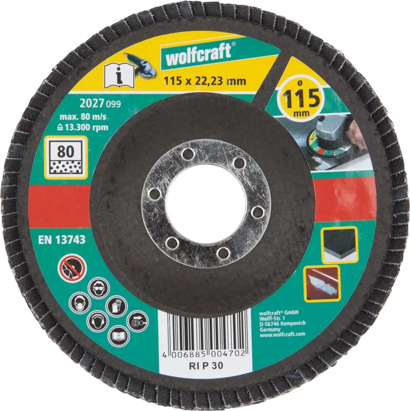 Lamellenschijf - 115mm - Korrel 80 - 2027000 de Wolfcraft – image du produit