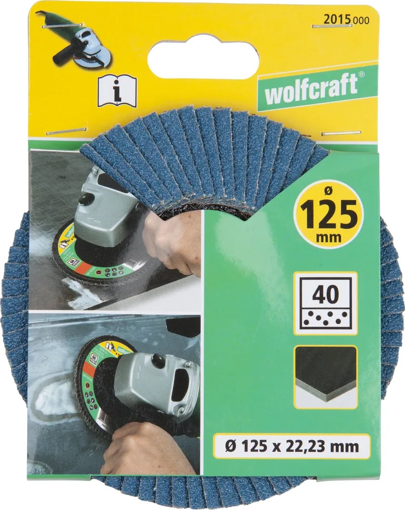Lamellenschijf - 125mm - Korrel 40 - Schuurlamellenplaat haakse slijper voor metaal - 2015000 von Wolfcraft – Produktbild
