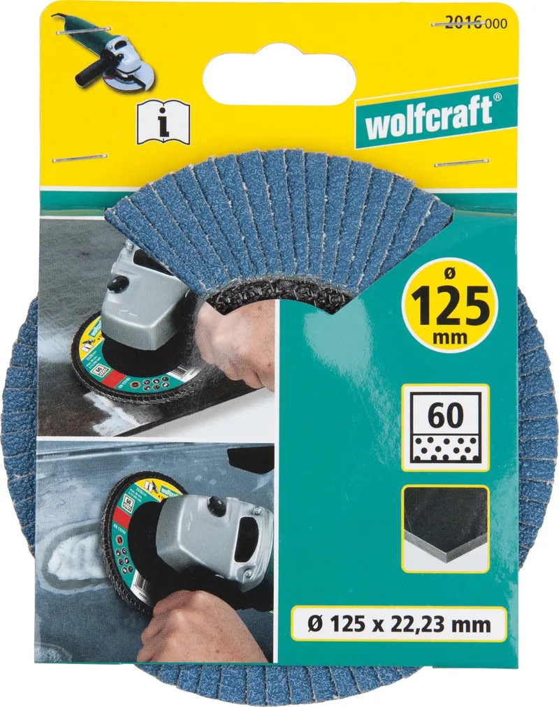 Lamellenschijf - 125mm - Korrel 60 - Schuurlamellenplaat haakse slijper voor metaal - 2016000 von Wolfcraft – Produktbild