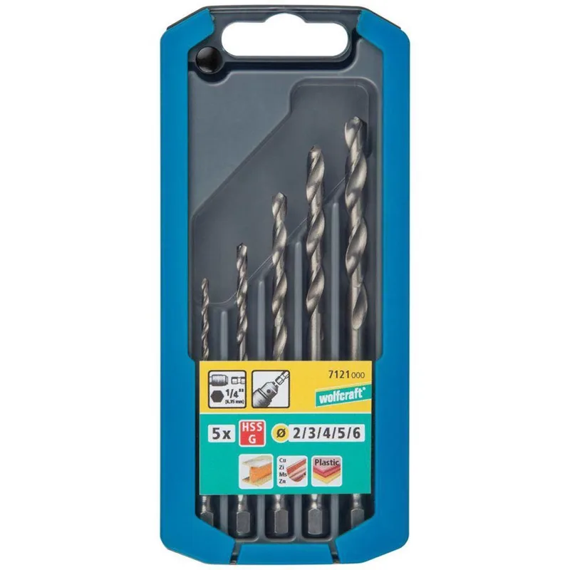 Metaalboor Set - HSS - Zeskantschacht - Ø 2–6 mm - 5 delig - voor Metaal - 7121000 de Wolfcraft – image du produit
