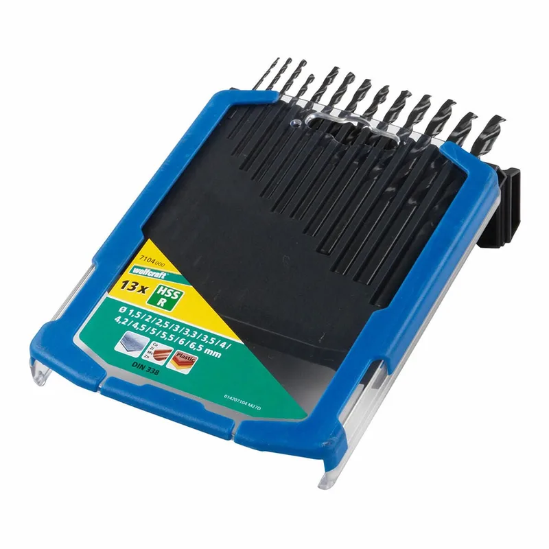 Metaalboorset HSS gewalst - Ø 1,5 tot 6,5 mm - 13 delig - Metaalboor Set - 7104000 von Wolfcraft – Produktbild