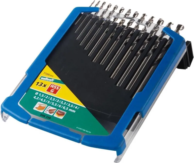 Metaalborenset Ø 1,5–6,5 mm - 13 delig - Metaalboren set HSS geslepen - 7100000 van Wolfcraft – productafbeelding