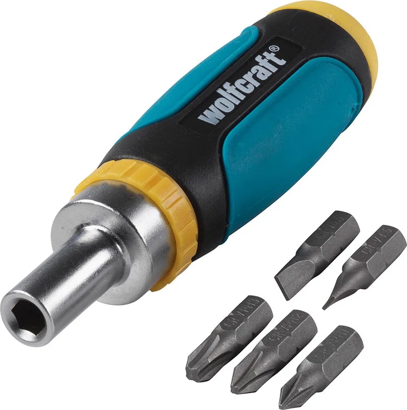 Mini Multi Bit Schroevendraaier met ratelfunctie - 1237000 by Wolfcraft – product image