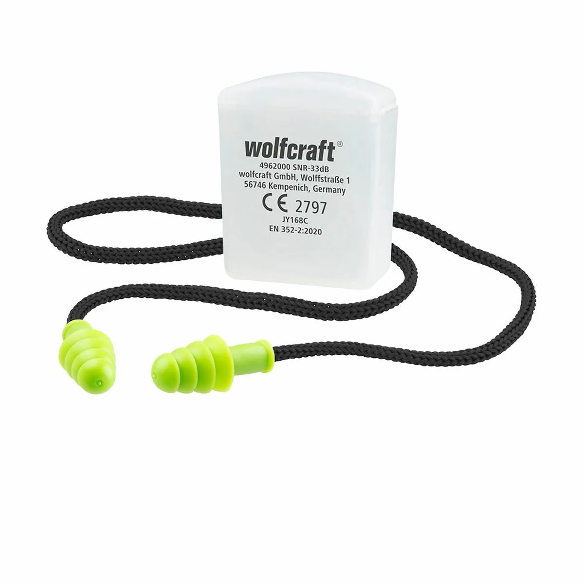 Bouchons D´oreilles Avec Cordon Et étui de Wolfcraft, Noir – image du produit