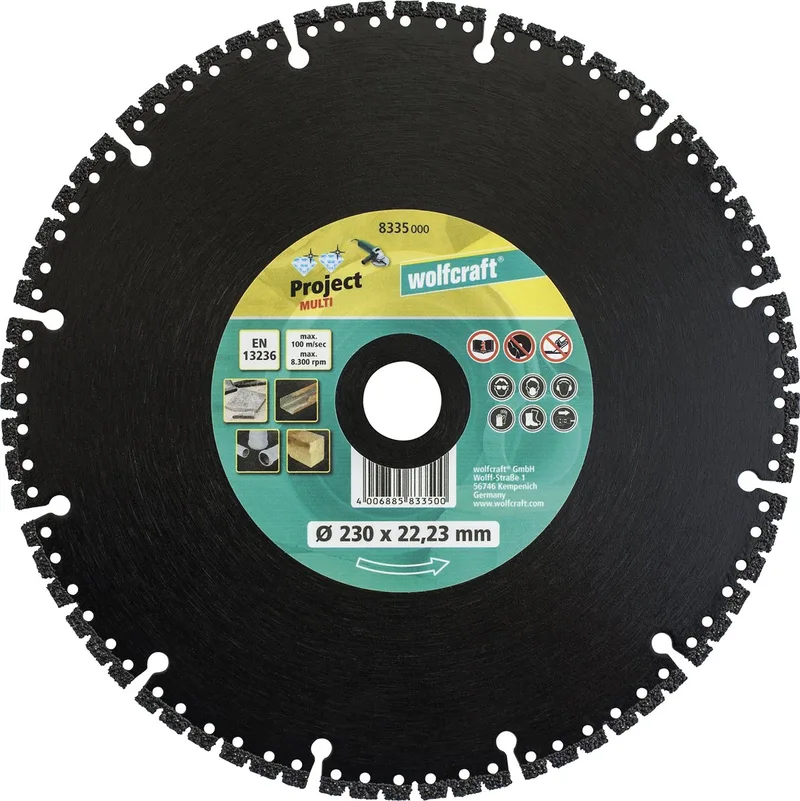 PRO Diamantdoorslijpschijf Ø 230 mm - Slijpschijf Diamant voor haakse slijper - Doorslijpschijf - 8335000 von Wolfcraft – Produktbild
