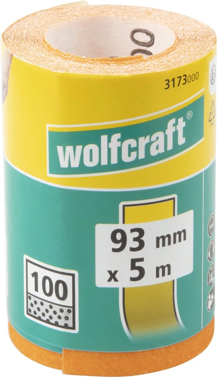 Schuurpapier Korrel 100 - Op Rol - 5 m x 93 mm - 3173000 by Wolfcraft – product image