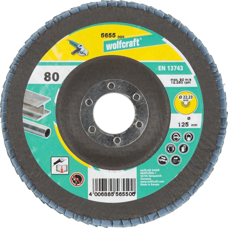 Slijplamellenschijf Ø 125 mm - Lamellenschijf Korrel 80 - 5655000 de Wolfcraft – image du produit