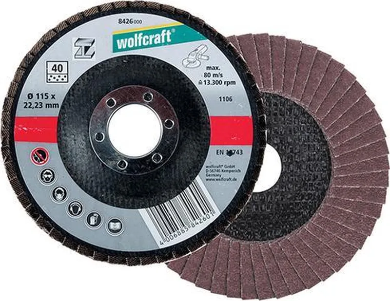 Slijplamellenschijf voor metaal, korund, Ø 125 mm, 40 - 8426000 von Wolfcraft – Produktbild