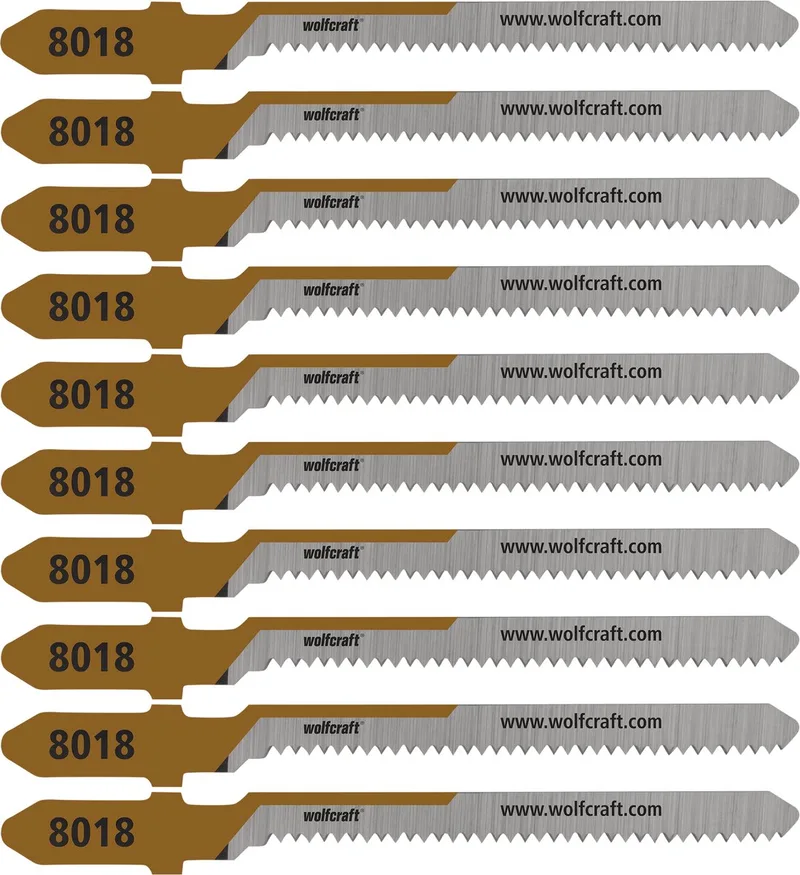 Triplex decoupeerzaagbladen - 10 stuks - 20mm - Zuivere bochtsnede - T-schacht - 8018100 de Wolfcraft – image du produit