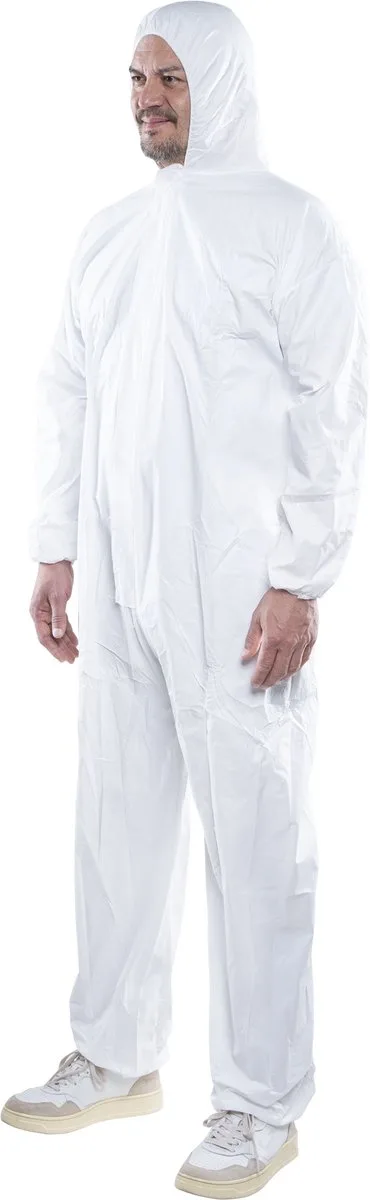 Wegwerp overall met capuchon - Wergwerpoverall - 4971000 van Wolfcraft, Wit, L – productafbeelding