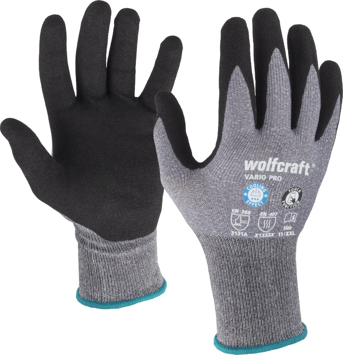 Werkhandschoenen Maat XXL - Thermatech - Nitril - Maat 11 - 4985000 de Wolfcraft, Noir – image du produit