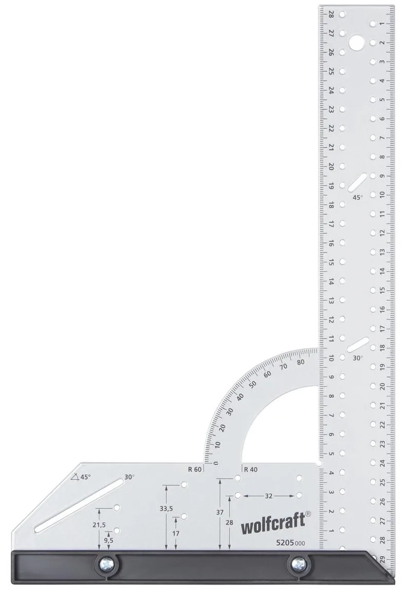 Winkelhaak - Metaal - 300mm - Blokhaak - Schrijfhaak - 5205000 van Wolfcraft, Zilver – productafbeelding