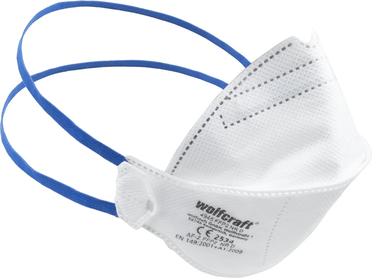 wolfcraft - 2 vouwmaskers FFP2 - 4945000 van Wolfcraft, Blauw – productafbeelding