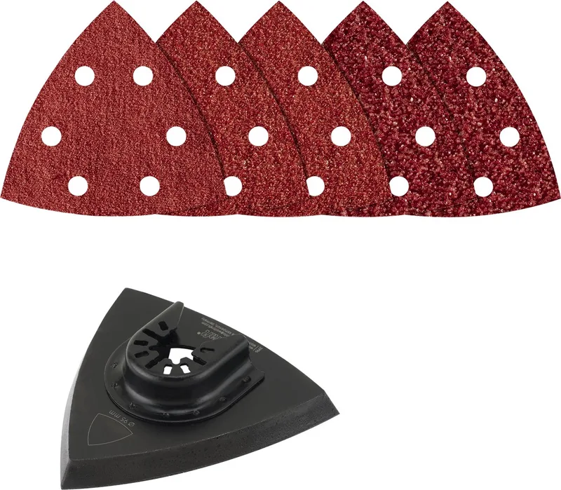Wolfcraft - 6 delige multitool schuurset voor hout - Schuurzool 95 mm - Schuurpapier korrel 40, 80 en 120 - 4275000 by Wolfcraft – product image