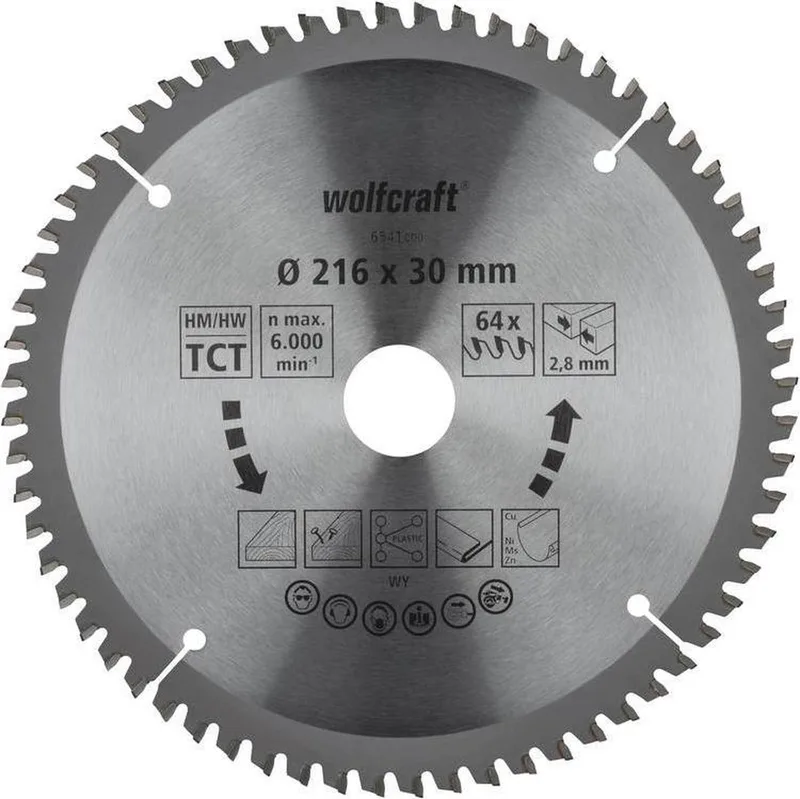 Zaagblad 216 x 30 mm - 64 Tanden - Kap- en verstekzaagblad HM, serie lila - 6541000 von Wolfcraft – Produktbild