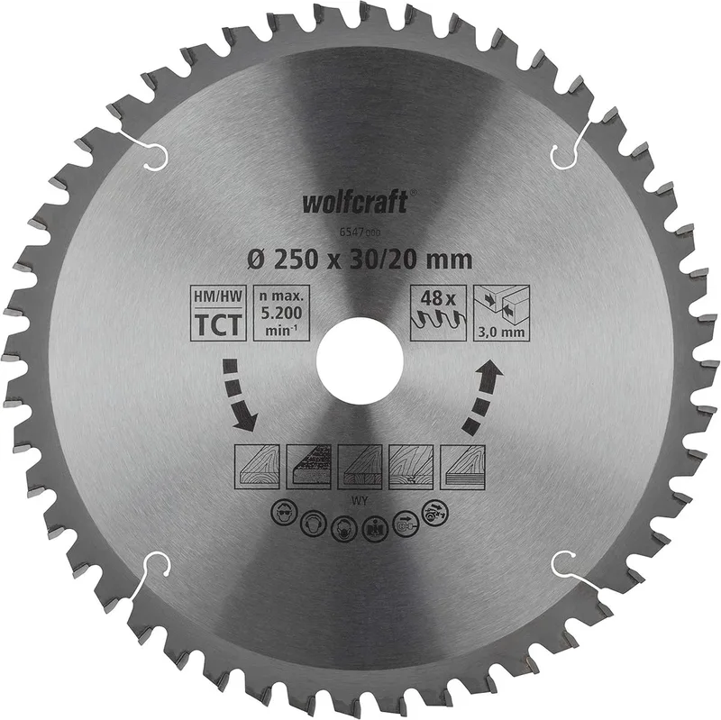 Zaagblad 250x30mm voor Afkortzaag - 48 Tanden - Verstekzaag - Serie Oranje - 6547000 fra Wolfcraft – produktbillede
