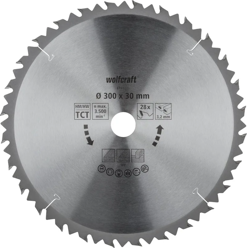 Zaagtafel Cirkelzaagblad 300x30mm - 28 Tanden - Zaagblad voor Tafelzaag - 6741000 de Wolfcraft – image du produit