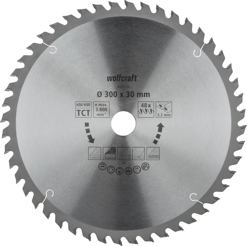 Zaagtafel Cirkelzaagblad 300x30mm - 48 Tanden - Zaagblad voor Tafelzaag - 6682000 de Wolfcraft – image du produit