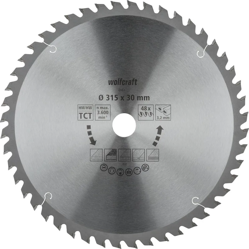 Zaagtafel Cirkelzaagblad 315x30mm - 48 Tanden - Zaagblad voor Tafelzaag - 315x30 - 6684000 von Wolfcraft – Produktbild