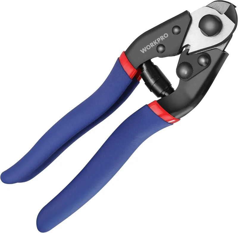 Drahtseilzange, Drahtschere, 190 mm, Drahtseilschere, Kabelschere, Chrom-Vanadium-Stahl, zum Schneiden von Drahtseilen, Edelstahlseilen, Reparatur von Fahrradbremshebelzügen de Workpro – image du produit