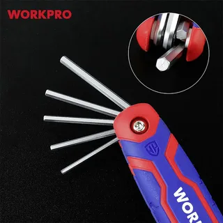 Jeu De Clés Allen Folding Metric 8 Pièces de Workpro, Kleurloos – image du produit 2 sur 2