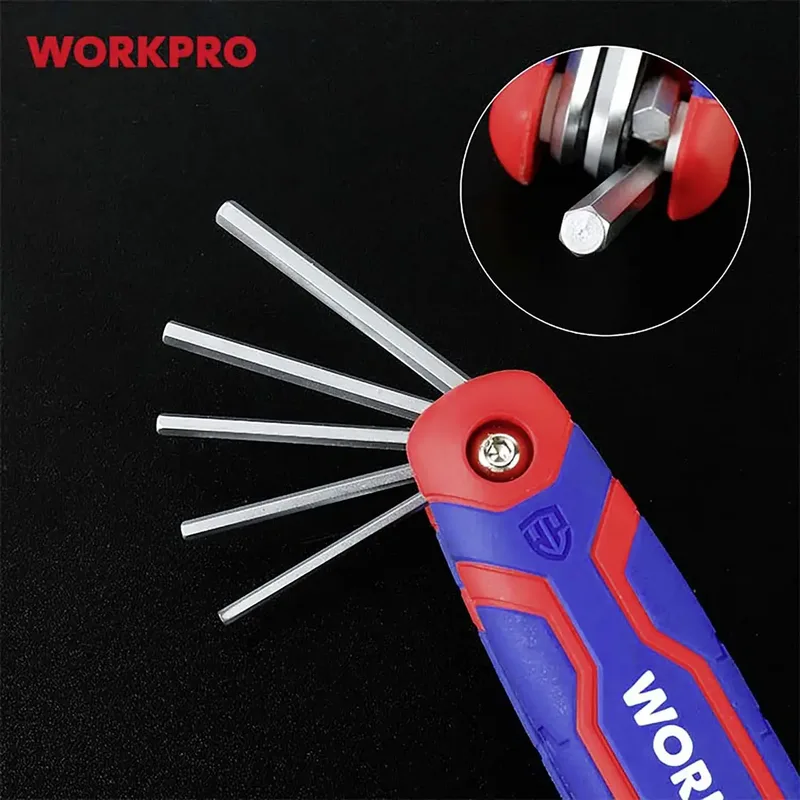 Jeu De Clés Allen Folding Metric 8 Pièces de Workpro, Kleurloos – image du produit 2 sur 2