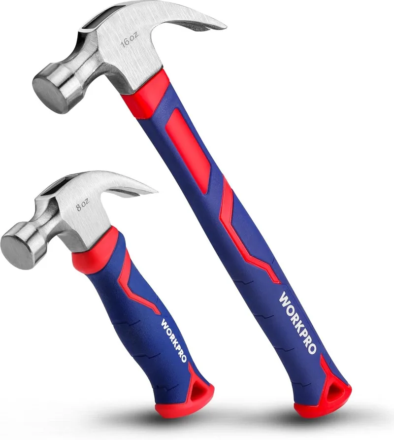 Klauwhamer 2 stuks, 720 g en 340 g, timmermanshamer met klauwfunctie, ergonomische en antislip handgreep, voor houtbewerking, renovaties, doe-het-zelf de Workpro – image du produit