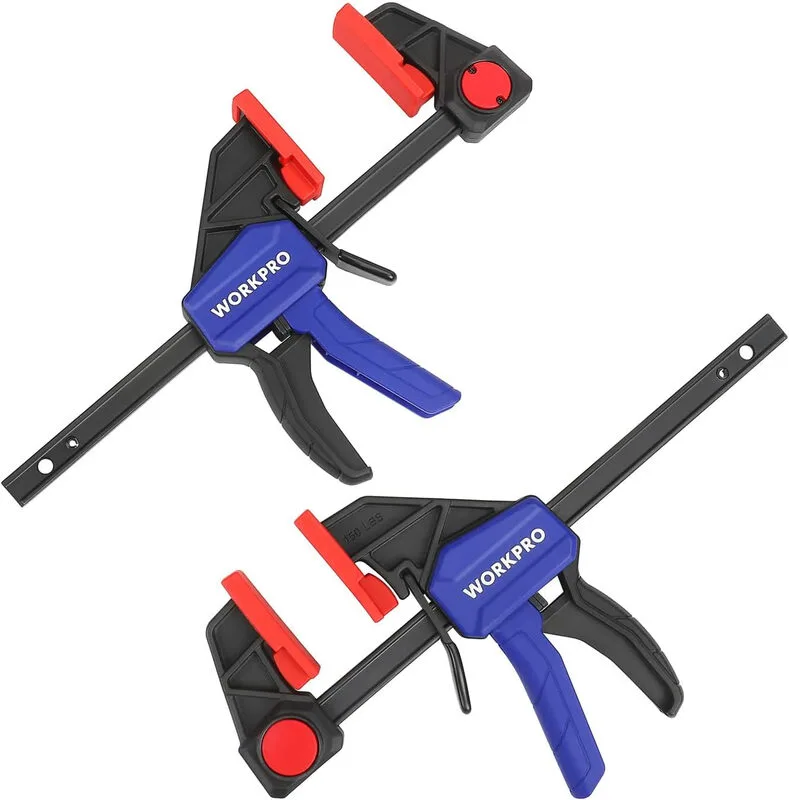 Lot de 2 serre-joints à barre à cliquet 150 mm, écarteur 285 mm, déverrouillage rapide et serrage à une main, idéal pour travail du bois et projets de bricolage, charge maximale 68 kg von Workpro – Produktbild