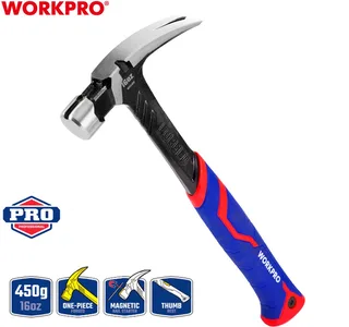 Professionele Klauwhamer 450 g – Gesmeed Koolstofstaal – Fiberglas Ergonomische Handgreep – Roestbestendig – WP241013 fra Workpro – produktbillede 1 af 2
