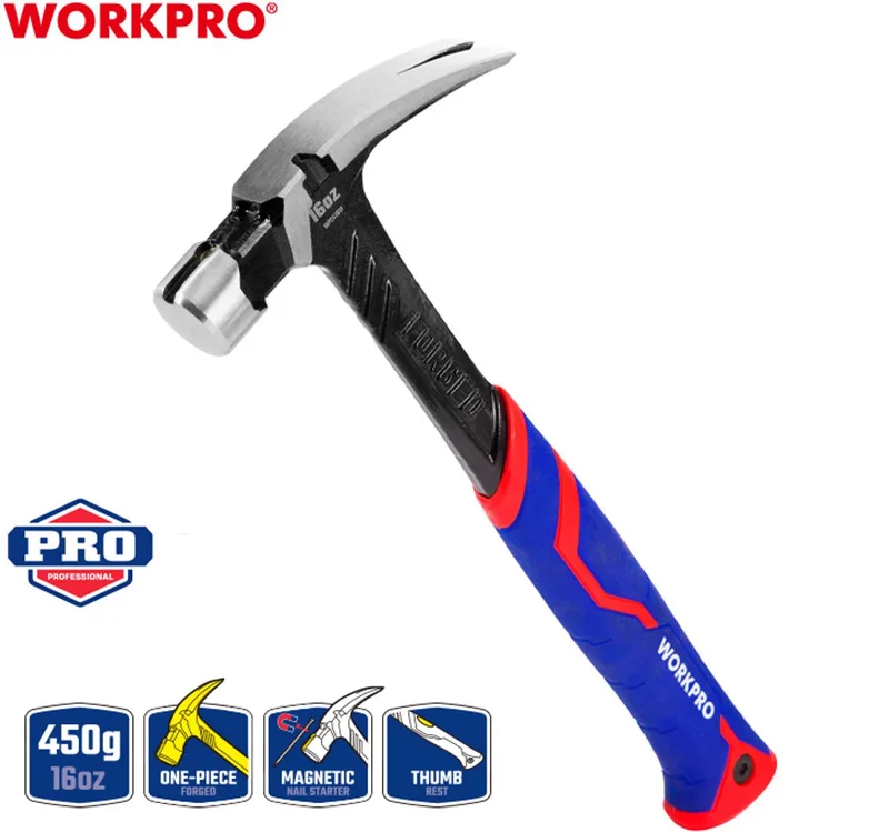 Professionele Klauwhamer 450 g – Gesmeed Koolstofstaal – Fiberglas Ergonomische Handgreep – Roestbestendig – WP241013 fra Workpro – produktbillede 1 af 2