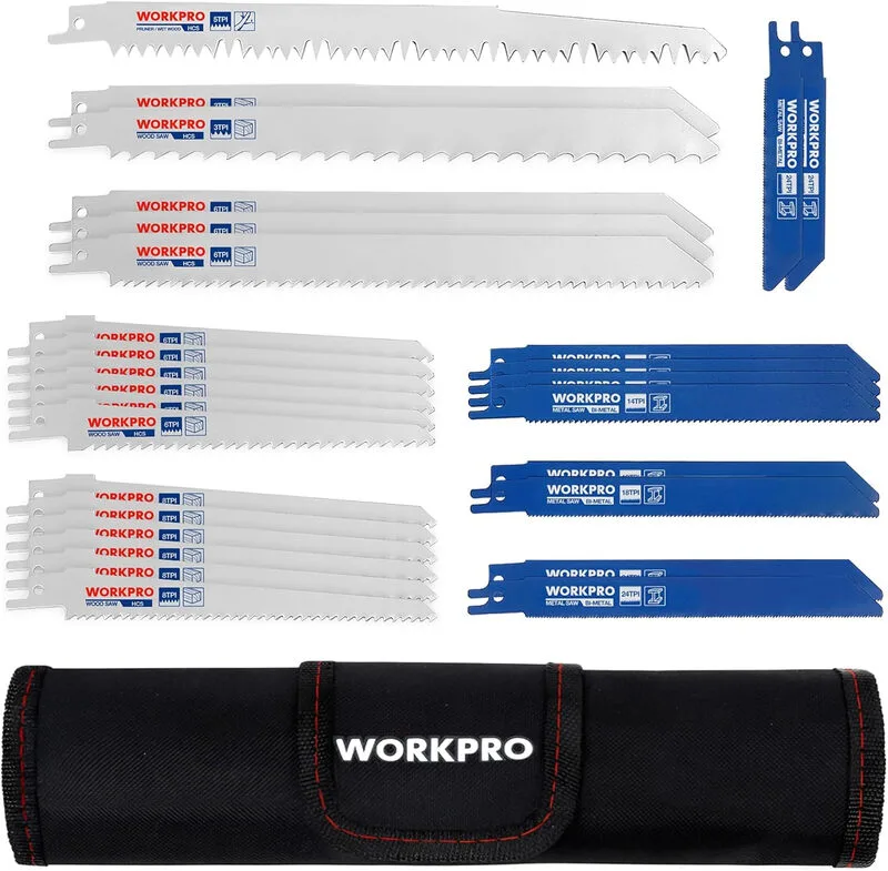 Sägeblätter für Holz, Metall & Kunststoff, Set mit 32 Teilen, Pendelhub-Sägeblätter mit Beutel, kompatibel mit Bosch / Dewalt / Makita / Ryobi / Milwaukee de Workpro – image du produit