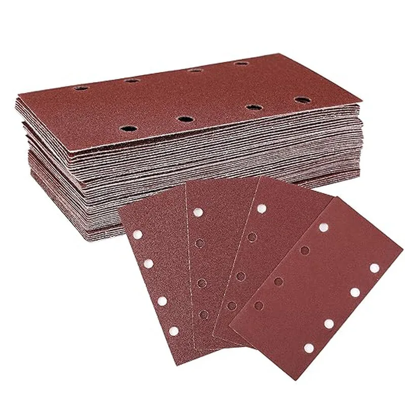 schuurpapierset, 100 stuks klittenband schuurpapier korrel 40/60/80/120, 8 gaten, accessoires voor multischuurmachine en excentrische schuurmachine, voor hout, metaal en verf de Workpro – image du produit