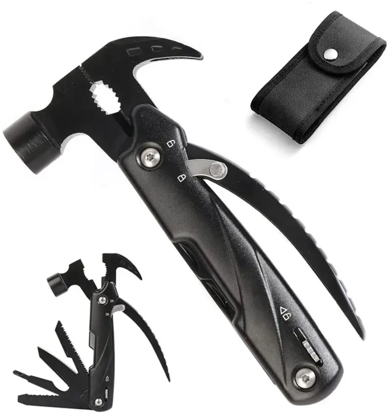 Tactisch Zakmes - Multitool - Zakmes set - Survival Mes - Kampeer Zakmes - Scouting mes - 3 delig by Workpro, Black, Silver – product image