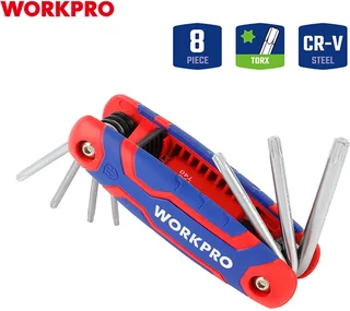 Torx Haakse schroevendraaierset T 9, T 10, T 15, T 20, T 25, T 27, T 30, T 40 von Workpro, Kleurloos – Produktbild 1 von 2