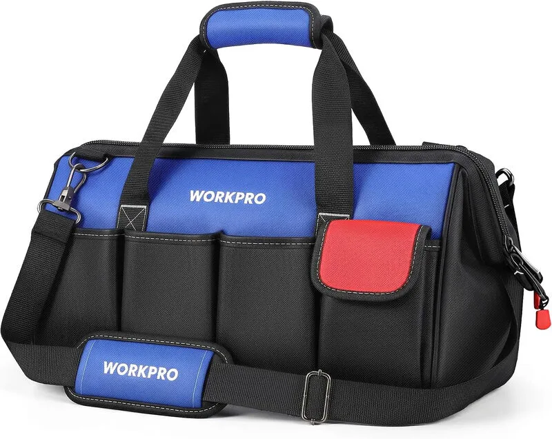 Werkzeugtasche Elektriker, Wasserdichte Werkzeugtasche Profi, weite Öffnung & große Kapazität 35CM aus 600D Polyester, Schultergurt verstellbar, Multifunktion für Heimwerker Handwerker von Workpro – Produktbild