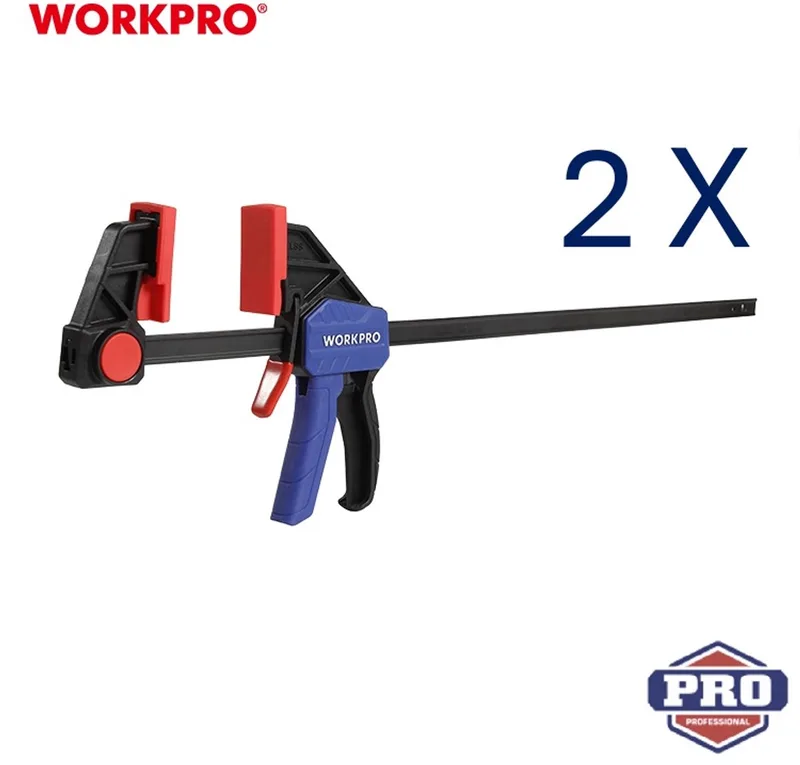 WP201027 – Snelspan Lijmklem – 450 mm – Omschakelbaar naar Spreider – Versterkt Nylon – 68 kg Klemdruk – Eenhandsklem by Workpro, Blue – product image