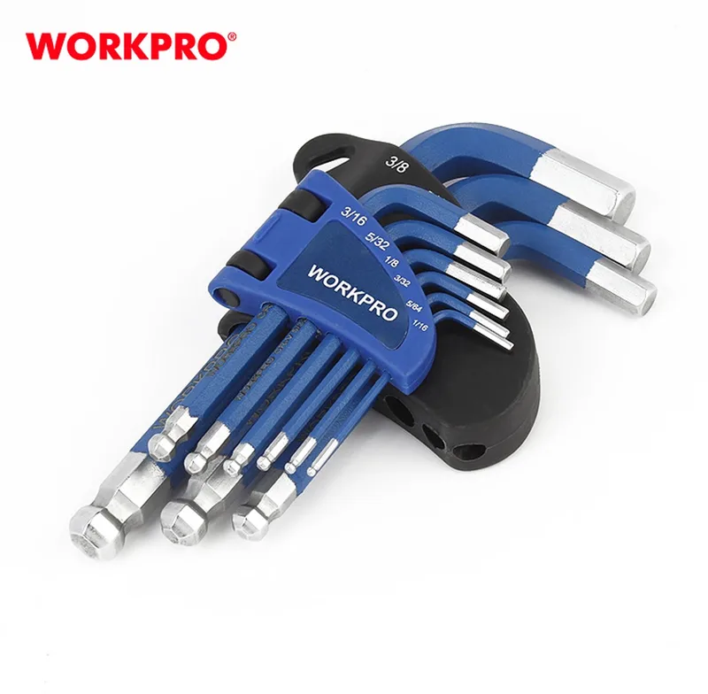 WP222010 9-delige Inbussleutelset met Kogelkop – Metrisch (CR-V Staal) by Workpro, Silver – product image