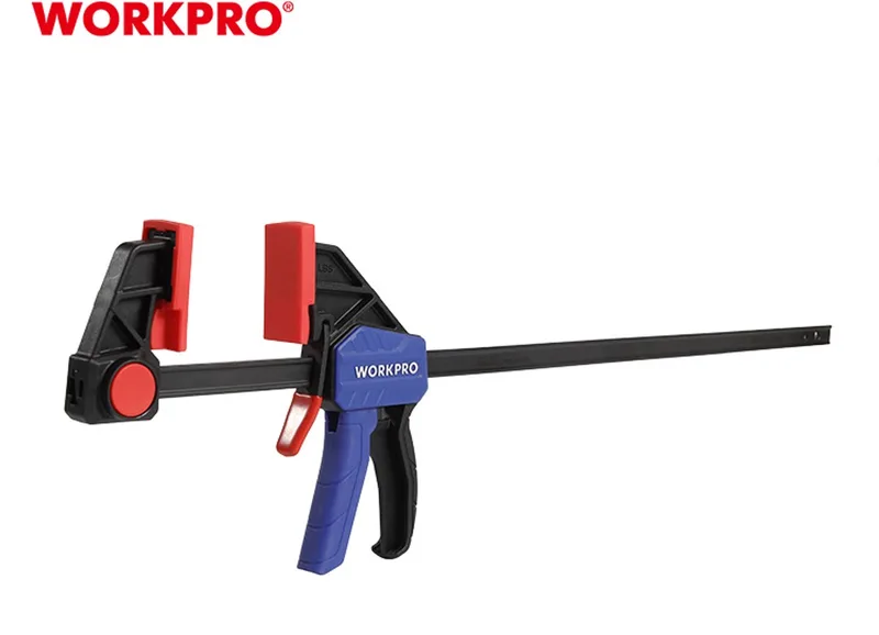 WP232037 – Snelspan Lijmklem – 450 mm – Omschakelbaar naar Spreider – Versterkt Nylon – 68 kg Klemdruk - Eenhandsklem by Workpro, Black – product image