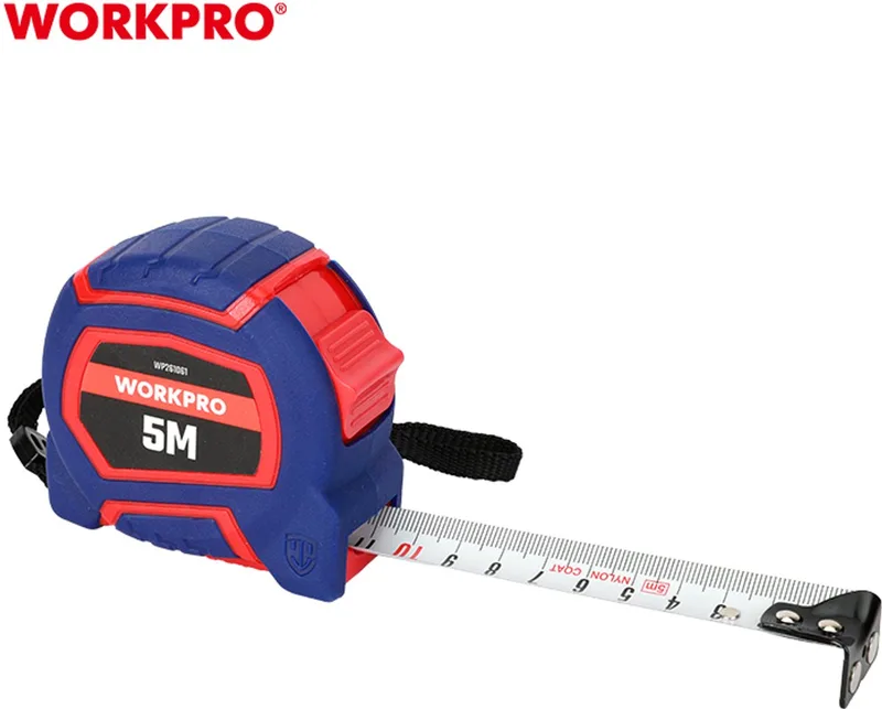 WP261060 Rolmaat 3 m × 16 mm – Nylon Coating & Magnetische Haak by Workpro, Red – product image