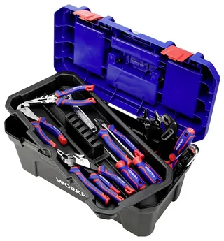 WP283002 507 x 254 x259 mm Boîte à outils vide bleu, noir de Workpro, Bleu – image du produit 3 sur 3