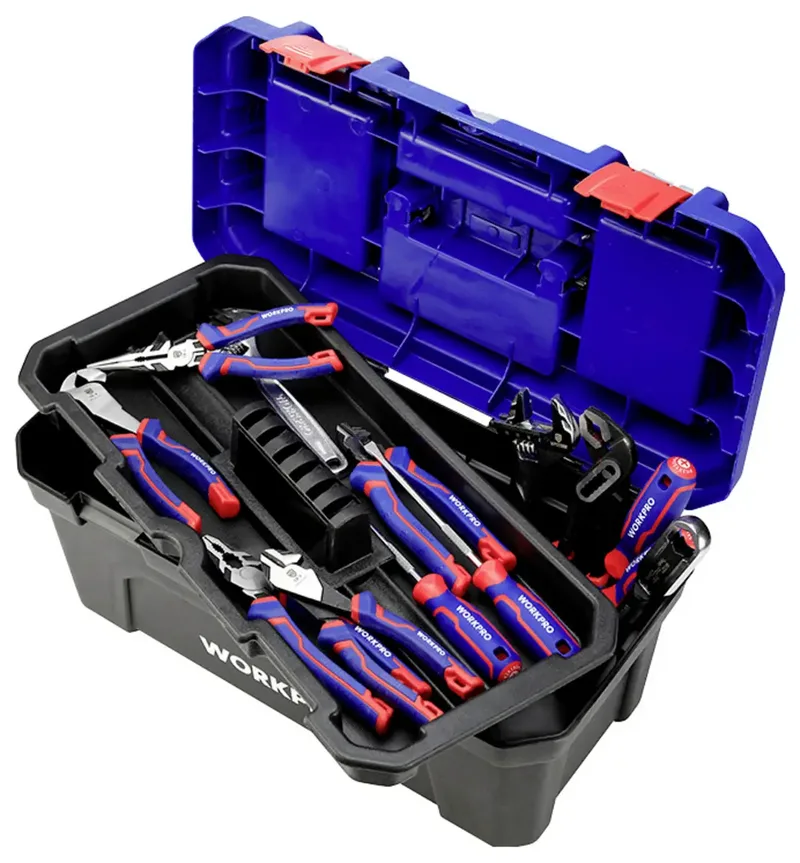 WP283002 507 x 254 x259 mm Boîte à outils vide bleu, noir de Workpro, Bleu – image du produit 3 sur 3