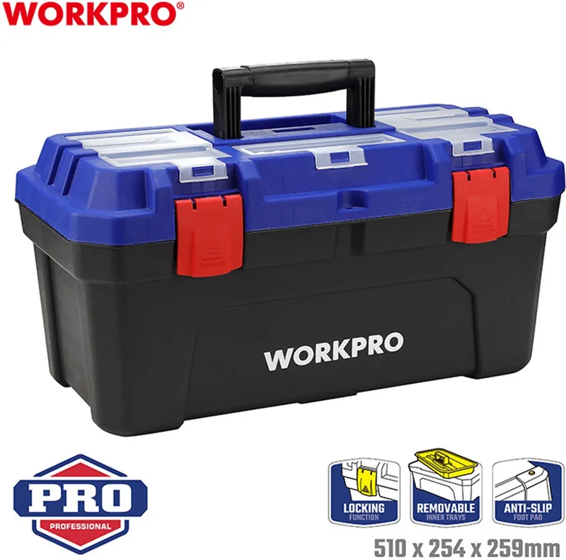 WP283002 507 x 254 x259 mm Boîte à outils vide bleu, noir de Workpro, Bleu – image du produit 1 sur 3