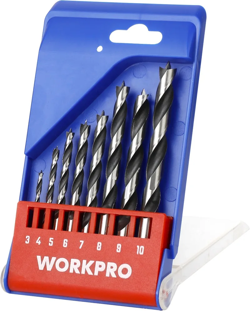 WP402017 Houtborenset 8-delig – Ø3–10 mm – Brad Point – Voor Massief Hout & Meubelbouw de Workpro – image du produit