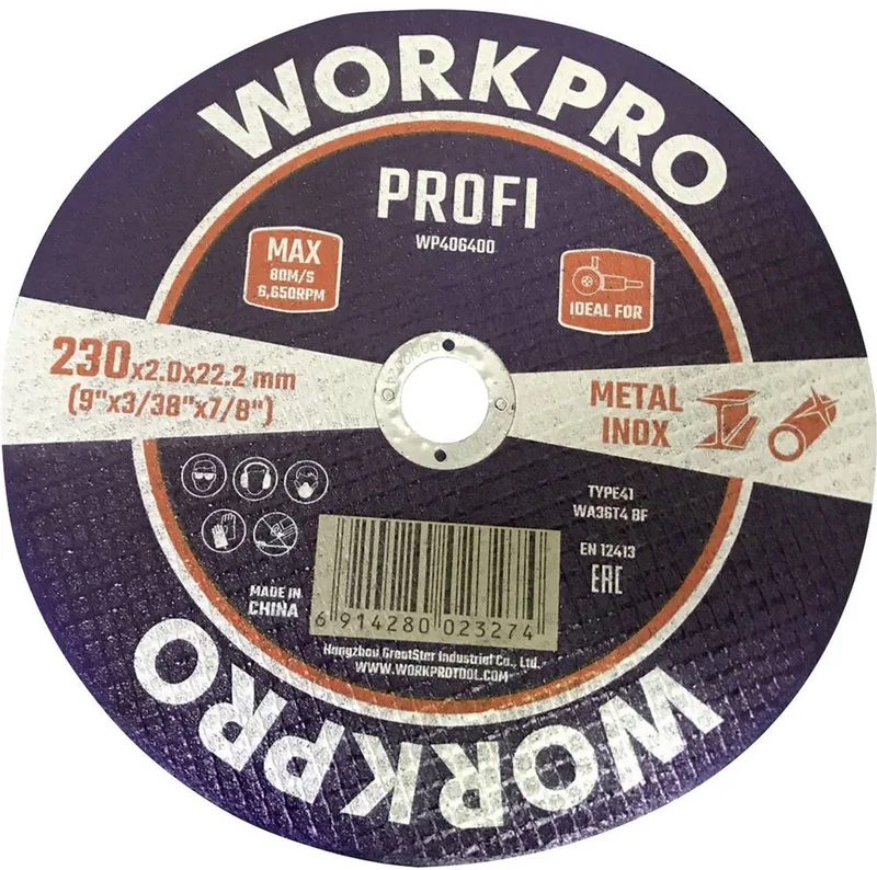 WP406400 Doorslijpschijf 230 mm 10 stuk(s) Inox, Metaal van Workpro – productafbeelding