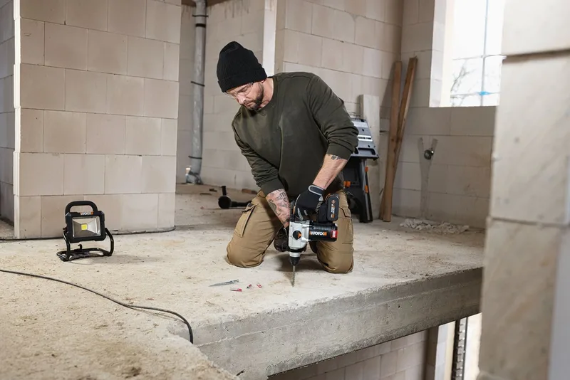 Akku-Bohrhammer NITRO WX380.9, max. 1210 U/min, 3-IN-1, bürstenloser Motor, 2,2J Schlagenergie, ohne Akku & Ladegerät de Worx, Orange, Noir – image du produit 4 sur 4